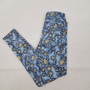 Lularoe Leggings Tween 00 0 Yellow Blue Floral Ros‎